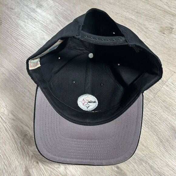 Vintage Pittsburgh Steelers Hat Snapback NFL Football Twins Enterprise Black Cap - Picture 3 of 8